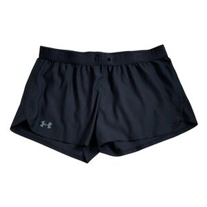 Under Armour Womens Black Athletic Running Shorts Elastic Logo Waistband